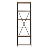 Etajera cu 6 rafturi , metal si pal, maro aluna-negru, 185x60x32 cm